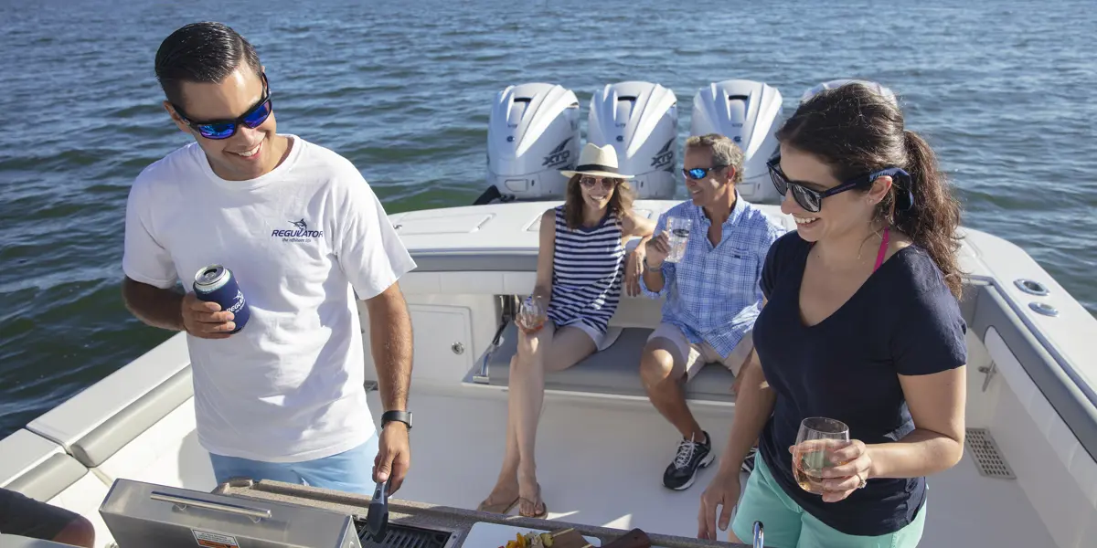 Home Built For Entertaining 41 Regulator Center Console Cockpit Seating Grill Couples